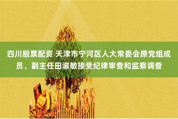 四川股票配资 天津市宁河区人大常委会原党组成员、副主任田淑敏接受纪律审查和监察调查